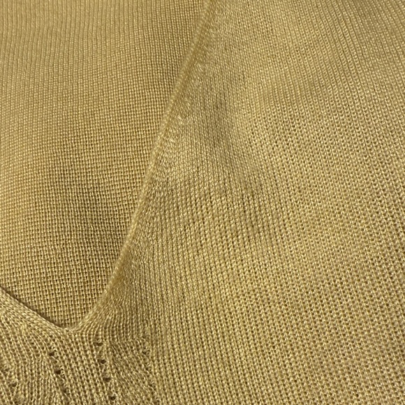 Akris V-Neck Gold-Toned Cashmere and Silk Sleeveless Top Size 12 - Picture 8 of 9